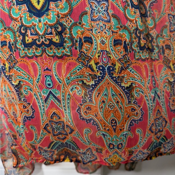 Women’s Strapless Dress Size M Long Maxi Boho Smocked Indie Print Colorful - Picture 7 of 9